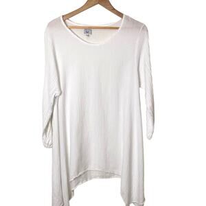 Cotton by Caramella Made in Greece Waterfall Hem Pullover Tunic Blouse